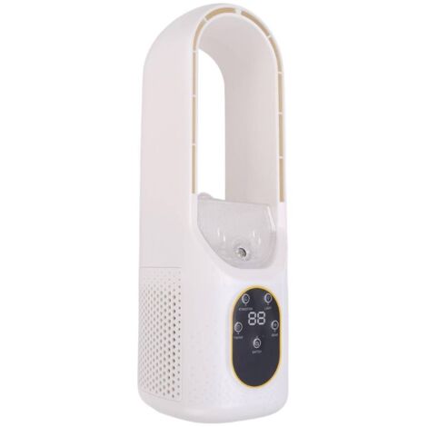 Ventilateur de bureau silencieux sans pales à 6 vitesses avec lumière LED 5 couleurs, 6 vitesses et minuterie pour chambre, maison et bureau (1/5)