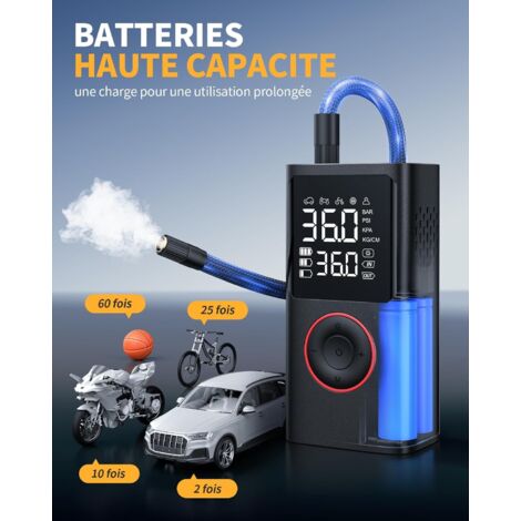 Gonfleur De Pneus Électrique Portatif 6000mAh | 4 Modes Prédéfinis + Double Écran | Rapide 45L/min & Power Bank