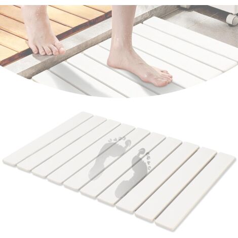 Tapis de bain en pierre 39 x 60 cm, séchage rapide, utilisable en cuisine, pliable et facile à ranger, tapis égouttoir (blanc) (1/5)