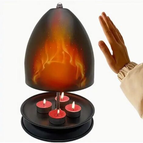 Chauffage d'appoint portable pour intérieur/extérieur avec porte-bougie et sans allumage - Fer robuste, chauffage sur pied pour le camping, les urgences, les terrasses, les campeurs - Sans bougie