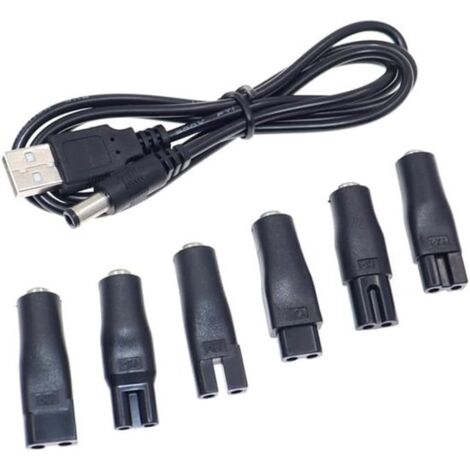 Câble universel pour tondeuses à cheveux avec connecteur CC - Adaptateur USB, têtes de chargement, cordon d'alimentation, chargeur de rasoir et onduleur pour rasoirs, purificateurs d'air, lampes de ta