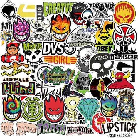 Lot de 100 autocollants de skateboard imperméables et stylés, parfaits pour ordinateurs portables, gourdes, valises, téléphones portables. Convient aux adolescents, garçons et adultes. 2 pièces (1/5)