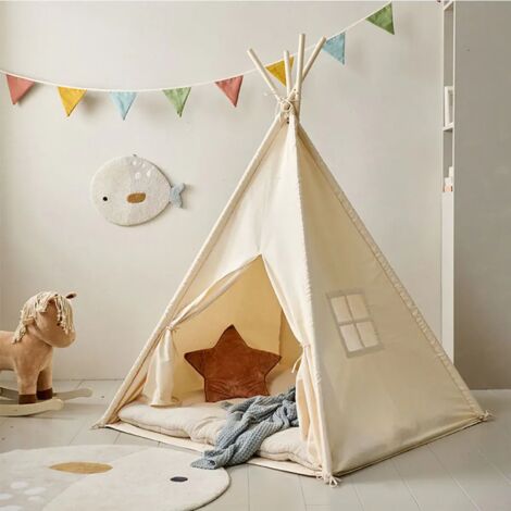 Tente conique pour enfants - Tente de jeu portable pour enfants, à utiliser à l'intérieur comme à l'extérieur - 1,1 mètre de haut (kaki)