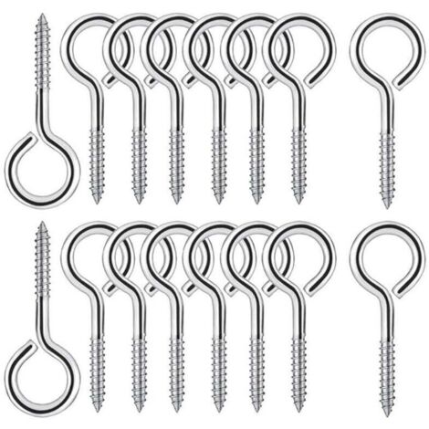25 Pièces M4 Piton à Visser en Acier Inoxydable 304 Vis Mouton Oeil Rond Auto Taraudeuse Vis à Anneau Crochets à Oeil Boulon à œil Crochets Piton à Vis 50mm