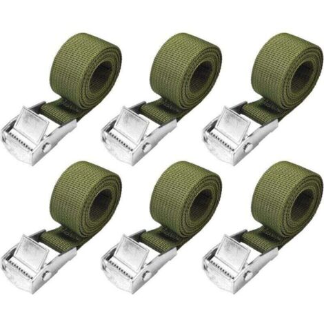 Sangles d'arrimage de 1 m - Lot de 6 Courte Sangle a Cliquet avec Boucle de Serrage 25mm 250kg Sangle Porte Velo, Sangle Moto Extrêmement Robustes