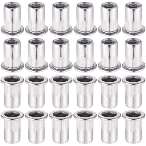 60 Pièces 304 Ecrou a Sertir M8 en Acier Inoxydable Tête Plate Ecrou Aveugle Rivet Fileté Ecrou a Rivet pour pince à insert fileté
