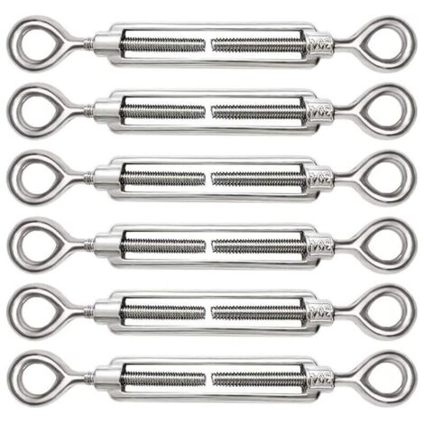 6 Pièces Tendeur Cable M5 Tendeur Cable Inox 304 Réglable Oeil de Ridoir et Oeil pour Tendeur de Fil Cable Acier Corde Crochet Tendeur Accessoires (1/4)
