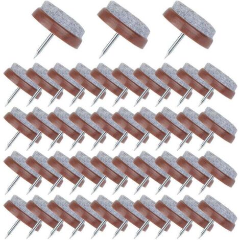 50 Pcs Patin Chaise a Clouer 24mm Marron Tampon Chaise en Feutre pour Protéger Pieds des Meubles (1/4)