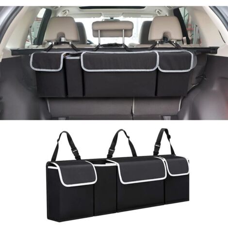 Rangement Coffre de Voiture, Organisateur de Rangement en Tissu Oxford, Organisateur Coffre Pliable et étanche(Noir)