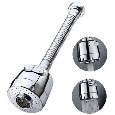 Aérateur de robinet rotatif à 360 degrés tête de robinet de cuisine 2 modes réglable pommeau de douche filtre pulvérisateur pour cuisine salle de bain (long) (1/4)