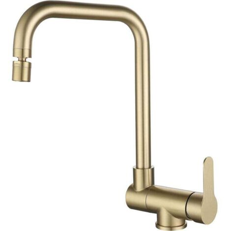 Mitigeur Cuisine Rabattable,robinet Cuisine Rabattable D'or Brossé En Acier Inoxydable,Robinet Pliable Moderne (1/4)