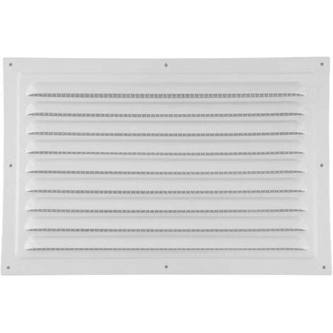 Grille de ventilation blanche 300 x 200 mm- adaptée aux plafonds et murs latéraux intérieurs et extérieurs- avec moustiquaire- adaptée aux systèmes CVC.