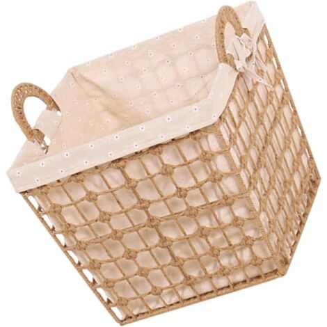 Panier à linge en corde tressée avec poignée- panier de rangement pratique pour les vêtements- design moderne et élégant- adapté à un usage domestique. (1/5)