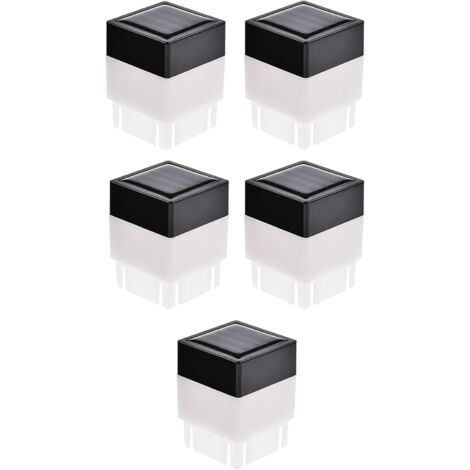 Lot de 5 lampes solaires modernes d'extérieur sur poteau (5 x 5 cm) pour clôtures, patios, décoration de jardin (blanc)