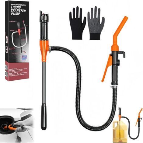 Pompe à Essence électrique à Piles, Fuel Transfer Pump, Pompe de Transfert de Liquide à Piles par batterie, pompes à piles avec buse d'arrêt rapide, pour essence, diesel, huile, gaz, eau, aquarium