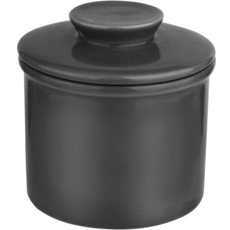 Beurrier français, en céramique, refroidi à l'eau, pour un beurre frais et tartinable (noir)