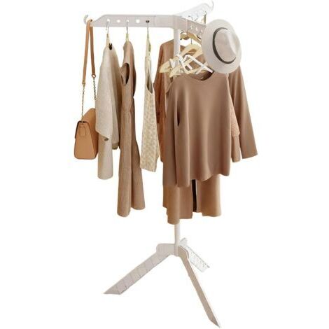 Étendoir à linge pliable avec 3 bras pour cintres, séchoir à linge intérieur et extérieur, rotation à 360 °