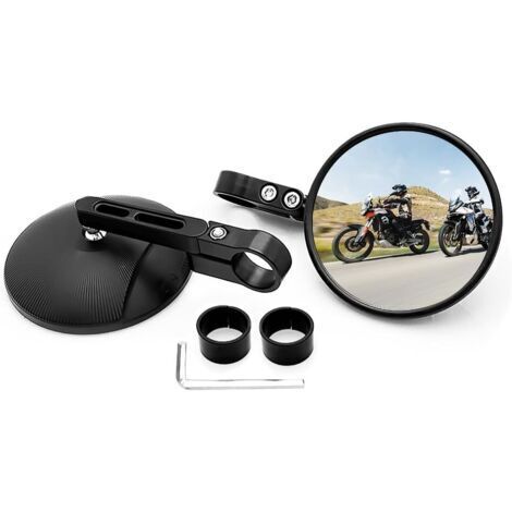 Retroviseur Moto, 1 Paire Rétroviseurs Moto de Guidon, accessoires moto pour Scooter Moto Quad ATV Vélos Bicyclette, 360° Compatibles avec E-Scooter Honda Yamaha Suzuki Kawasaki
