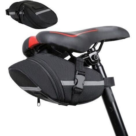 Sacoche de Selle Vélo,Sacoche Velo Selle,Sac à Outils pour Vélo Sacoche VTT,Route Pliant Velo Étanche Réfléchissant Installation Facile,pour VTT,Cyclisme et Bicyclette (Couleur Noir)