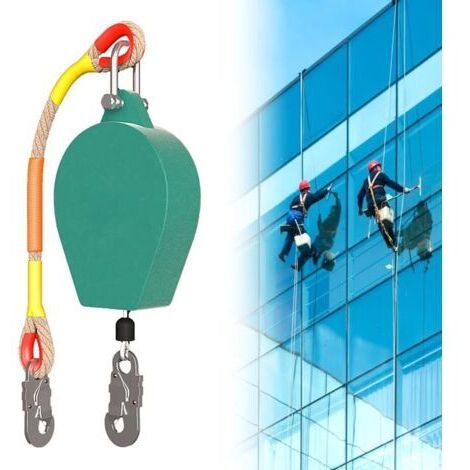 Dispositif Anti Chute a Rappel Automatique, Ligne de Vie Auto-Rétractable, Anti Chute a Rappel Automatique, Corde de Sécurité pour Toiture, D'échafaudage et Travaux en Hauteur, Charge:150kg