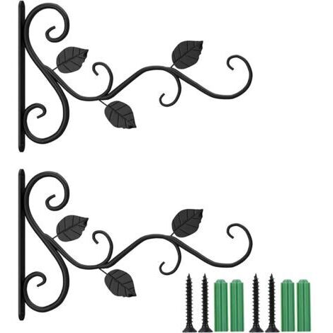 2 Pièces Supports Muraux de Jardin en fer Forgé, Crochet de Plante de Supports de Panier Suspendu Crochets de Supports de Suspension Murale pour Lanternes de Pots de Fleurs de Panier de Plantes