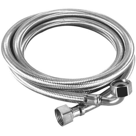 Neptune – Flexible inox femelle 20x27 coudé longueur 150 cm – Filetage plomberie – Tuyau flexible PEX – Pression maximale 16 Bars