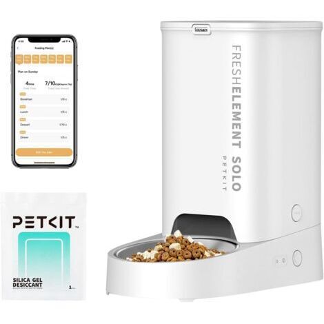 PETKIT Distributeur Automatique pour Chats et Chiens,2.4G WiFi 3L Mangeoire Automatique, Connecté App,avec Bol en Acier Inoxydable,Jusqu'à 10 Repas par Jour,Double Alimentation d'énergie(Blanc Pâle)