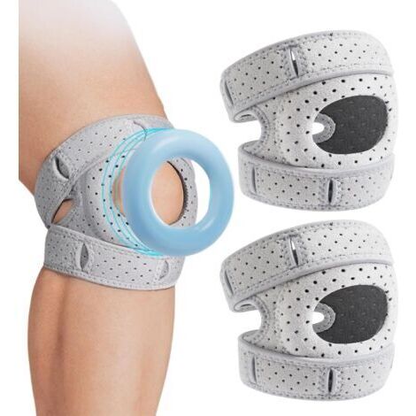 2 Pièces Genouillere Arthrose Genou – Réglable Genouillere, Antidérapantes Genouillère Sport, pour Les Coureurs,Tennis, Arthrite Rotule, Les Sports de Plein Air (Gris)