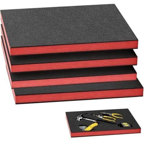 4 pièces de mousse découpées 40 x 30 x 2,5 cm, mousses pour boîte à outils, insert pour outils, insert en mousse polyéthylène, plaque en mousses