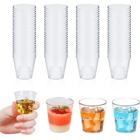 Verrine Plastique Aperitif, 100 Pièces 30ML, Réutilisable, Convient pour Fêtes Mariages Pique Niques Anniversaire Camping