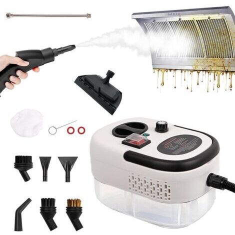 Nettoyeur vapeur manuel avec réservoir d'eau de 1,2 litre, nettoyeur vapeur portable de 2500 W, 9 accessoires, 6 niveaux réglables, nettoyeur vapeur portable pour tout, fenêtres, voitures (1/5)