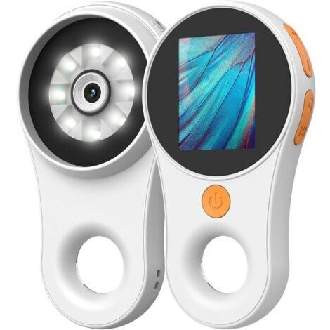 Microscope numérique macro à mise au point fixe, loupe portable, écran couleur 2,0 pouces, pixels 200 W, grossissement 500x, 8 LED intégrées, batterie rechargeable, compatible avec Windows, Mac OS (bl (1/5)