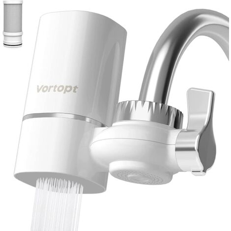 Filtre à eau pour robinet d'évier, débit rapide - Système de filtration d'eau pour robinet de 400 gallons pour l'eau du robinet, certifié NSF pour réduire le chlore et le mauvais goût, 1 remplacement, (1/5)