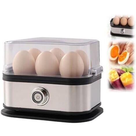 Cuiseur à œufs intelligent avec arrêt automatique, cuiseur à œufs rapides, œufs durs et mous, capacité de 6 œufs, cuiseur vapeur multifonction en acier inoxydable pour boulettes, légumes