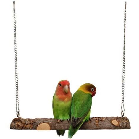 Perroquet en Bois Naturel, Jouet Perroquets Perchoir, Jouet De Cage De Perroquet Suspendu, Balançoire en Bois pour Oiseau, pour Cages à Oiseaux, Accessoires pour Perruches, Perruches, Canaris
