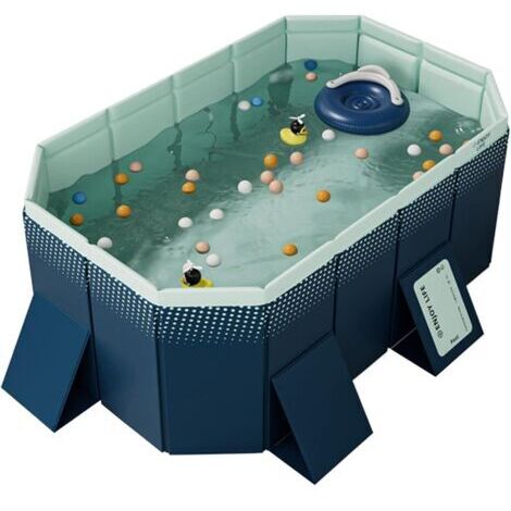 Pataugeoire pour Enfants - Piscine Familiale Pliable Non Gonflable de Jardin pour Adultes - Bleue (185 × 138 × 53 cm)