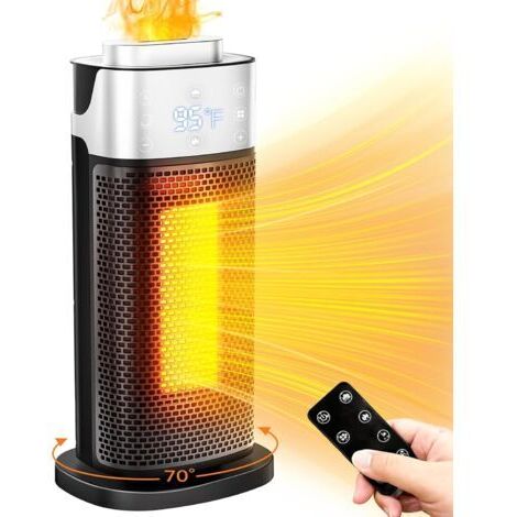 Chauffage d'ambiance, chauffage 3 en 1 avec humidificateur et lumière d'ambiance de flamme 3D, chauffage électrique portable 1500 W pour bureau et chambre à coucher avec thermostat, télécommande, minu