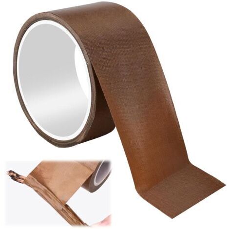 Ruban de Téflon 50mm x 10M,Ruban Adhésif de PTFE,Bande de Téflons,Ruban Adhésif en Téflon PTFE Haute Température pour Emballage,Électrique et Sublimation,Résistant à la Chaleur (Marron)