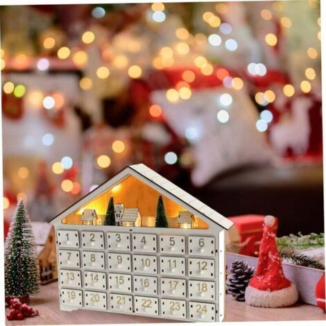 CEHVOM Calendrier de l'Avent en Bois Fête de Noël Cadre en Chocolat Décoration Calendrier de l'Avent en Bois Liquidation