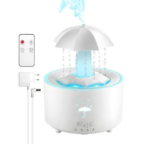 Humidificateur d'air avec Lampe Pluie pour Chambre, 300ml Diffuseur Huiles Essentielles, avec 7 Lumières LED de Couleur, Humidificateur d'air Lampe pour Maison, Bureau (1/5)