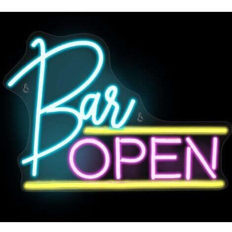 Enseigne Lumineuse Bar Open, Enseigne Lumineuse Bar, Neon LED Deco Bar, Enseigne Lumineuse au Néon LED, Décoration Neon Murale, LED Néon Signe Veilleuse pour Mur Fête Décor Bar Mariage Chambre (1/5)