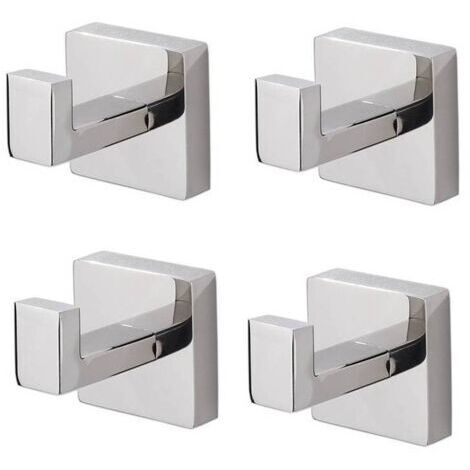 Lot de 4 Patère de salle de bain Serviette De Bain Crochet En Inoxydable Carré Vêtements Serviette Manteau Robe Crochet Armoire Placard Porte (1/5)