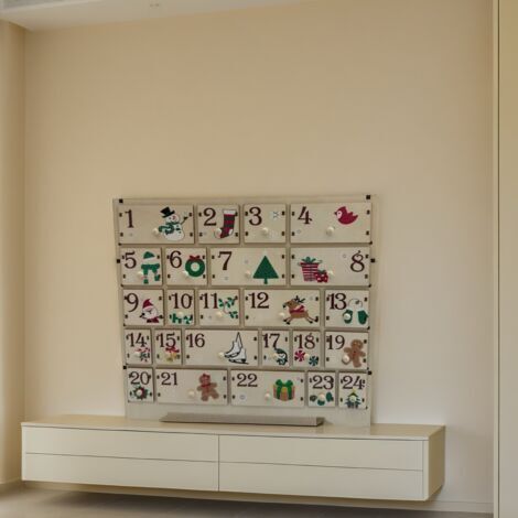 Calendrier de l'Avent en bois avec 24 tiroirs, compte à rebours de Noël 24 jours, décoration de Noël en bois pour cheminée de bureau, cadeau de Noël à faire soi-même (1/5)