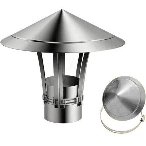 Neptune – Chapeau de cheminée inox 201 réglable 6-11-15 cm – Protection anti-oiseaux – Installation facile sans outils – Couvercle pour conduit de fumée