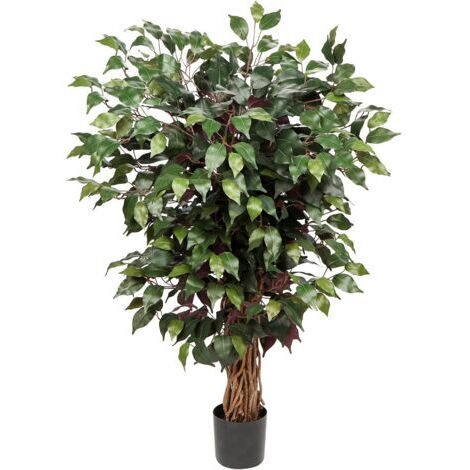 Plantes artificielles Grande Plante Artificielle Benjamini Ficus Arbre Artificiel Plante d'intérieur déco pour Bureau déco Chambre à Coucher Salle à Manger intérieur déco extérieur Vert Rouge 105 CM (1/5)