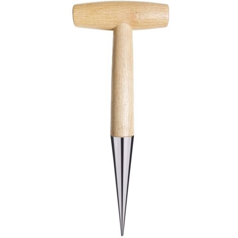 Pot de fleurs manuel avec manche en acier inoxydable et bois, outils de jardinage pour planter des graines et des bulbes, pot de fleurs à main pour planter des fleurs, tulipes, jonquilles, (1/4)