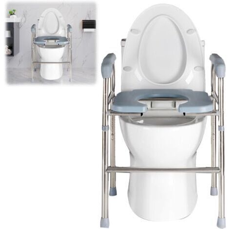 Rehausseur de toilettes avec accoudoirs jusqu'à 75 kg,aide au relèvement des toilettes pour personnes âgées,pour personnes âgées, siège de toilette surélevé avec hauteur réglable