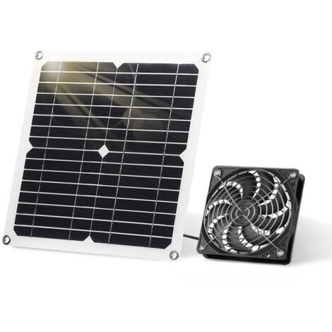 Ventilateur solaire 12 W - Panneau solaire résistant aux intempéries - Avec ventilateur CC - Pour petits poulaillers, serres, hangars, maisons pour animaux domestiques, alimentation ou