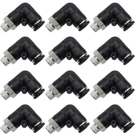 Raccords pneumatiques coudés à 90 degrés, filetage mâle BSP M5, diamètre extérieur 4 mm, 12 pièces, adaptateur de tube pneumatique à dégagement rapide PL4-M5