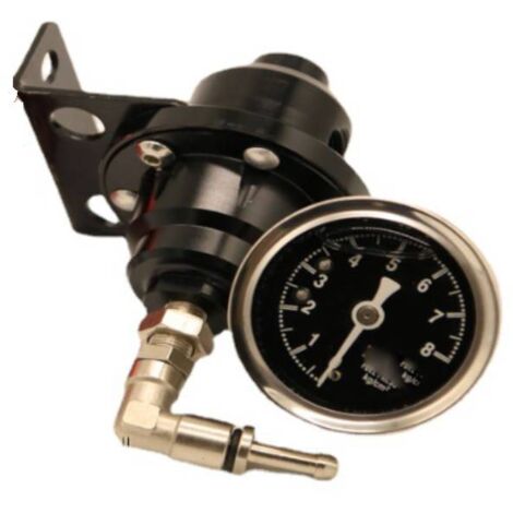 Régulateur de pression de carburant réglable en alliage d'aluminium, régulateur de pression de carburant réglable pour automobile, avec manomètre (noir)